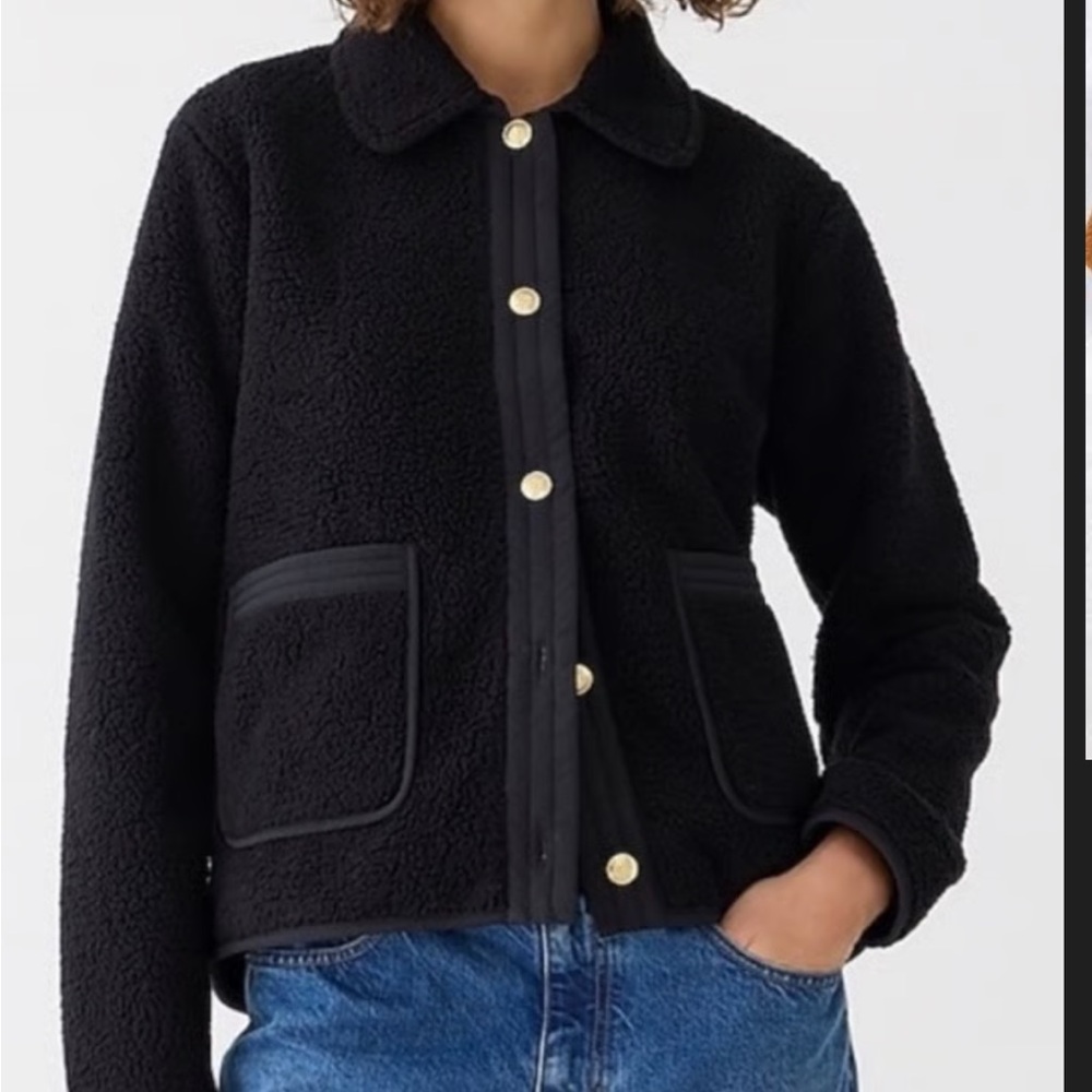 J. Crew Black Fleece Jacket with gold buttons